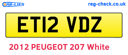 ET12VDZ are the vehicle registration plates.