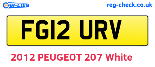 FG12URV are the vehicle registration plates.