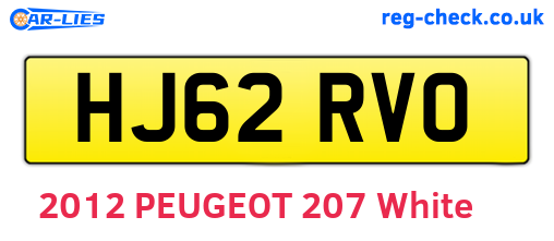 HJ62RVO are the vehicle registration plates.