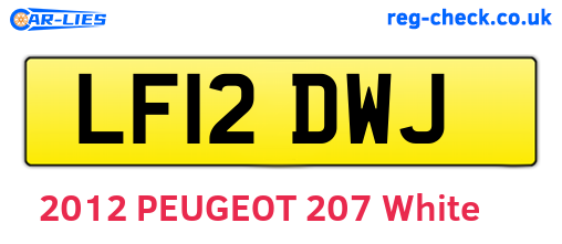 LF12DWJ are the vehicle registration plates.