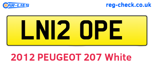 LN12OPE are the vehicle registration plates.