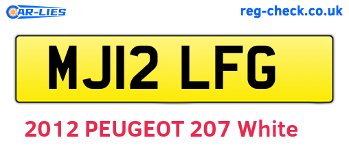 MJ12LFG are the vehicle registration plates.