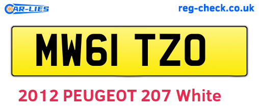 MW61TZO are the vehicle registration plates.