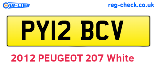 PY12BCV are the vehicle registration plates.