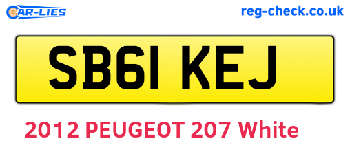 SB61KEJ are the vehicle registration plates.