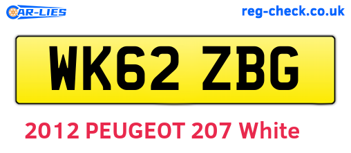 WK62ZBG are the vehicle registration plates.
