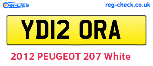 YD12ORA are the vehicle registration plates.