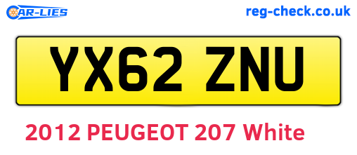 YX62ZNU are the vehicle registration plates.