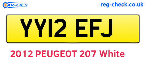 YY12EFJ are the vehicle registration plates.