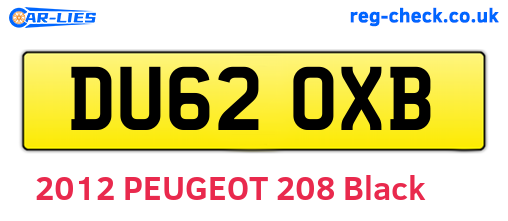 DU62OXB are the vehicle registration plates.