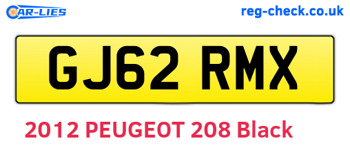 GJ62RMX are the vehicle registration plates.