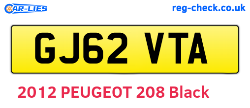 GJ62VTA are the vehicle registration plates.