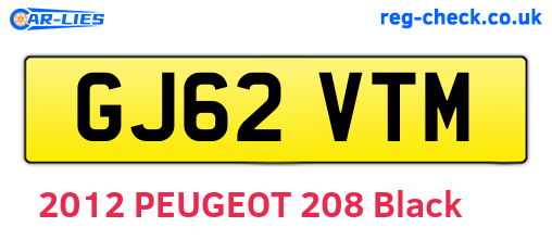 GJ62VTM are the vehicle registration plates.