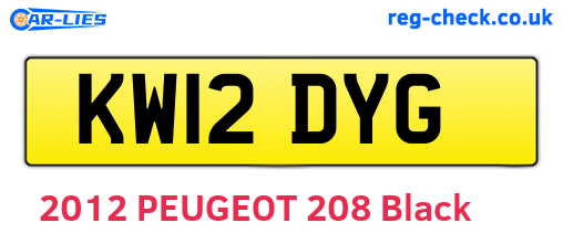 KW12DYG are the vehicle registration plates.
