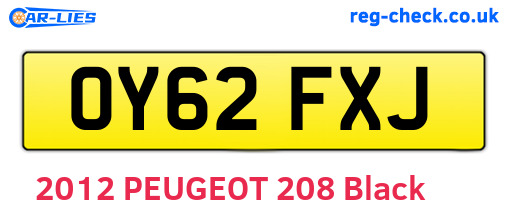 OY62FXJ are the vehicle registration plates.