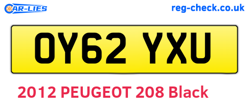OY62YXU are the vehicle registration plates.