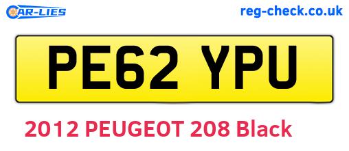PE62YPU are the vehicle registration plates.