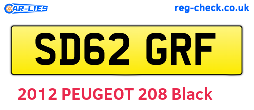 SD62GRF are the vehicle registration plates.
