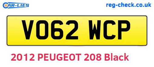 VO62WCP are the vehicle registration plates.