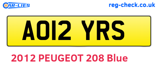 AO12YRS are the vehicle registration plates.