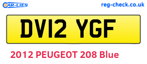 DV12YGF are the vehicle registration plates.