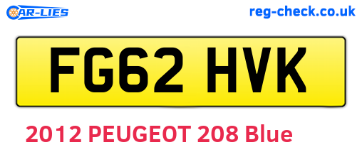 FG62HVK are the vehicle registration plates.