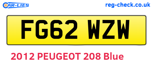 FG62WZW are the vehicle registration plates.