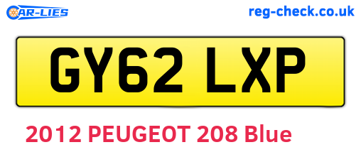 GY62LXP are the vehicle registration plates.