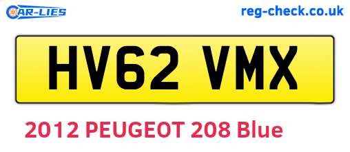 HV62VMX are the vehicle registration plates.