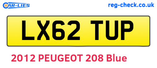 LX62TUP are the vehicle registration plates.