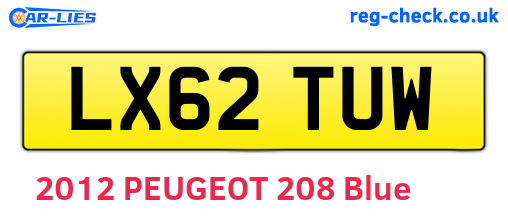 LX62TUW are the vehicle registration plates.