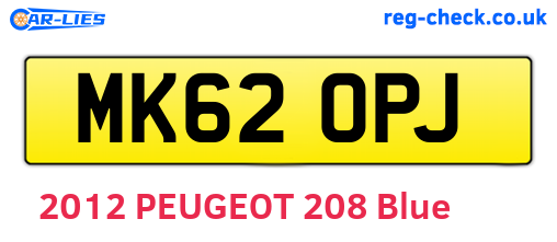 MK62OPJ are the vehicle registration plates.
