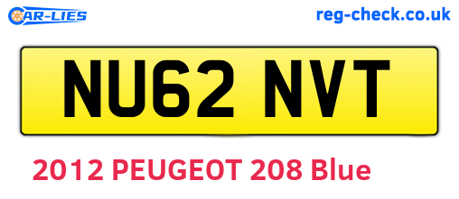 NU62NVT are the vehicle registration plates.