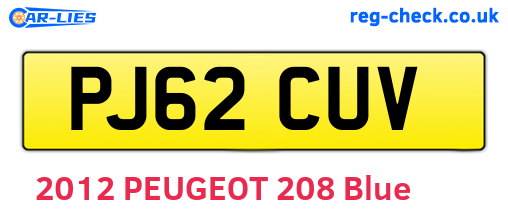 PJ62CUV are the vehicle registration plates.