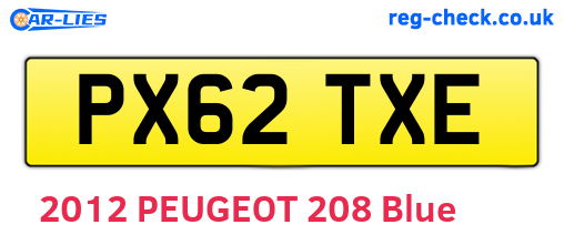 PX62TXE are the vehicle registration plates.