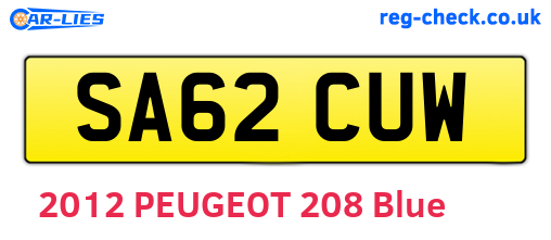 SA62CUW are the vehicle registration plates.