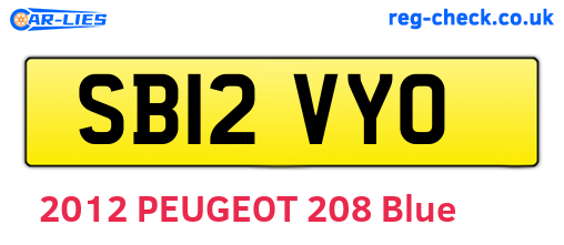 SB12VYO are the vehicle registration plates.