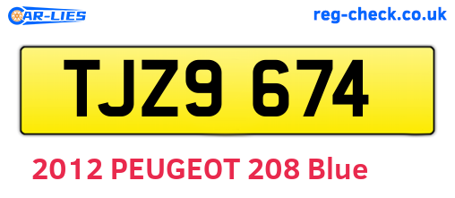 TJZ9674 are the vehicle registration plates.