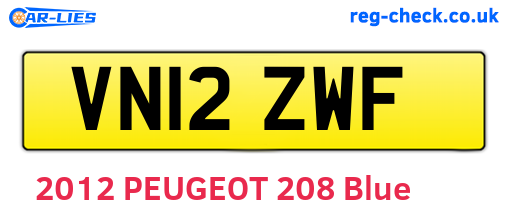 VN12ZWF are the vehicle registration plates.