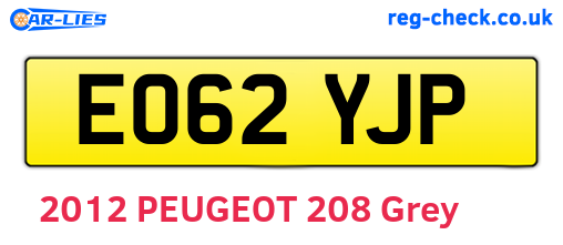 EO62YJP are the vehicle registration plates.