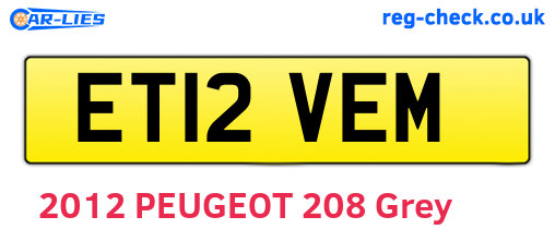 ET12VEM are the vehicle registration plates.