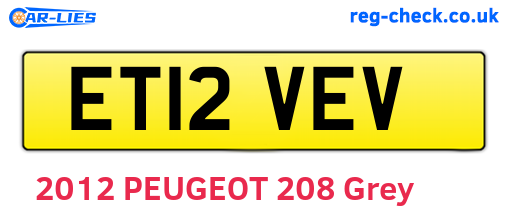 ET12VEV are the vehicle registration plates.