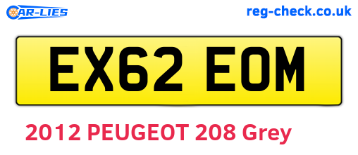 EX62EOM are the vehicle registration plates.