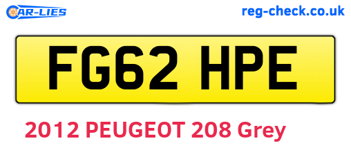 FG62HPE are the vehicle registration plates.