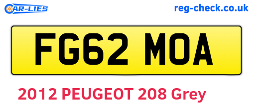 FG62MOA are the vehicle registration plates.