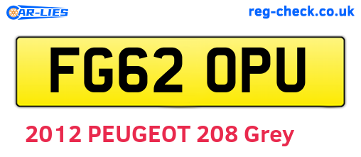 FG62OPU are the vehicle registration plates.