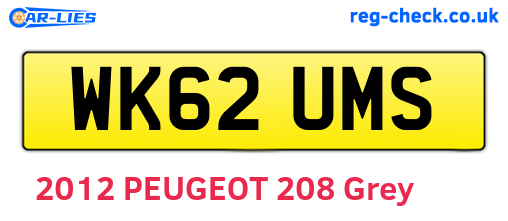 WK62UMS are the vehicle registration plates.