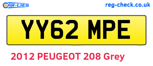 YY62MPE are the vehicle registration plates.