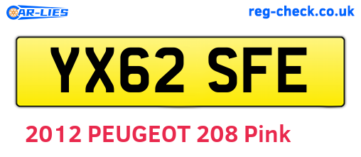 YX62SFE are the vehicle registration plates.