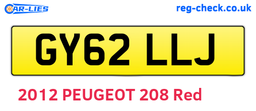 GY62LLJ are the vehicle registration plates.